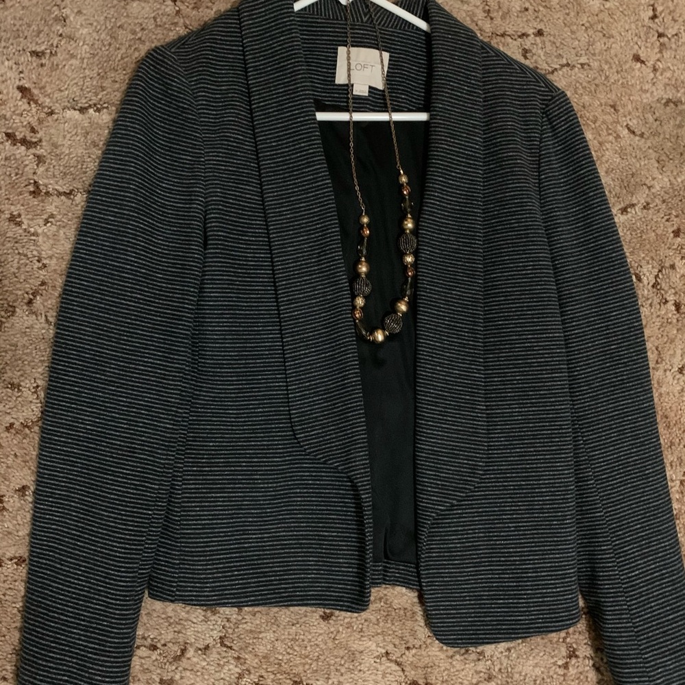 Loft black/gray stripped blazer. Size M